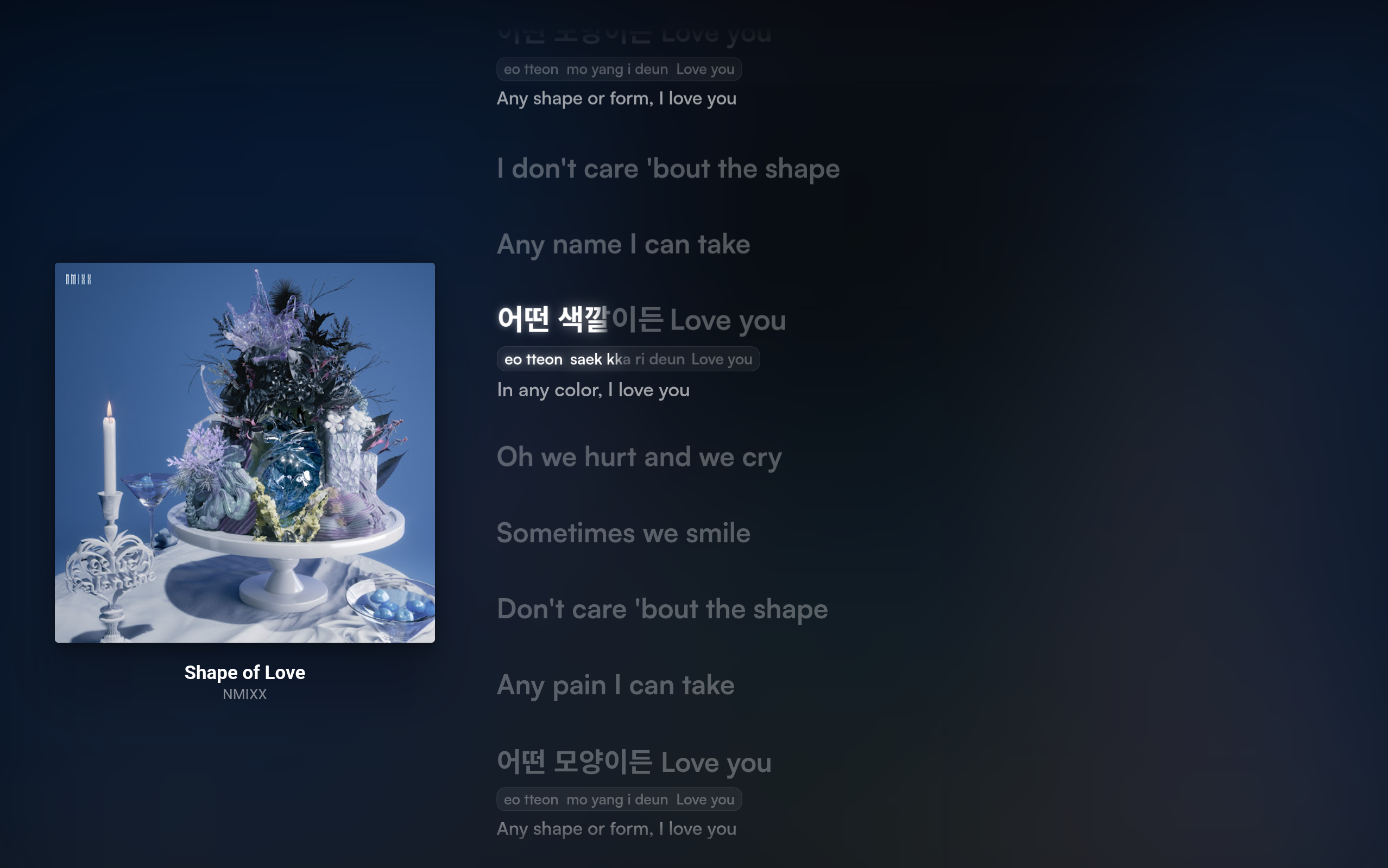 Screenshot of Better Lyrics